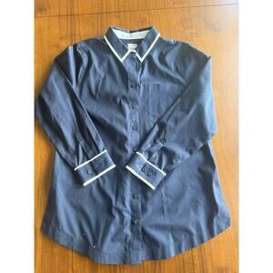 Chico's Women's Button Down Long Sleeve Shirt Navy Blue - Size 10